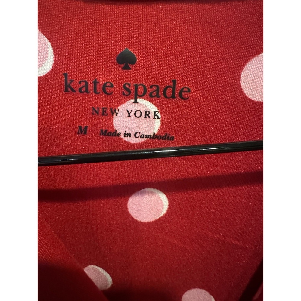 Kate Spade Red/Pink/White SHADOW DOTS Flannel Twill Pajama/Lounge Set L - Picture 3 of 6